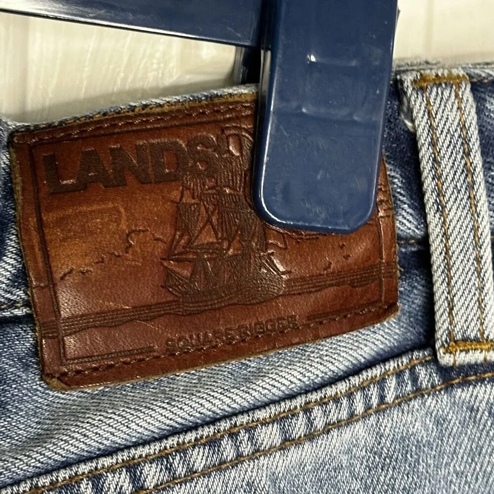 Lands End Mens Jeans Size 40 28 Traditional Fit Expandable Flex Waist Blue Denim